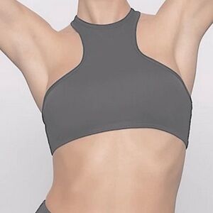 Skims Racerback Swim Top in Gunmetal